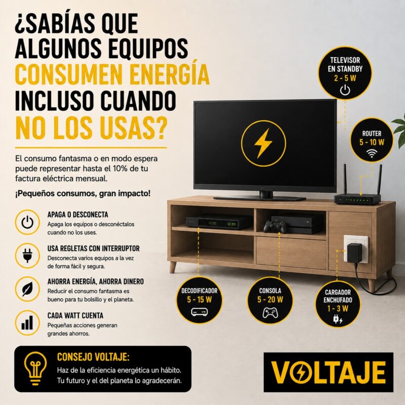 Equipos del hogar consumiendo energía en modo standby