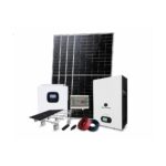 Kit solar fotovoltaico con paneles, inversor, batería y accesorios