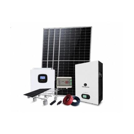Kit solar fotovoltaico con paneles, inversor, batería y accesorios
