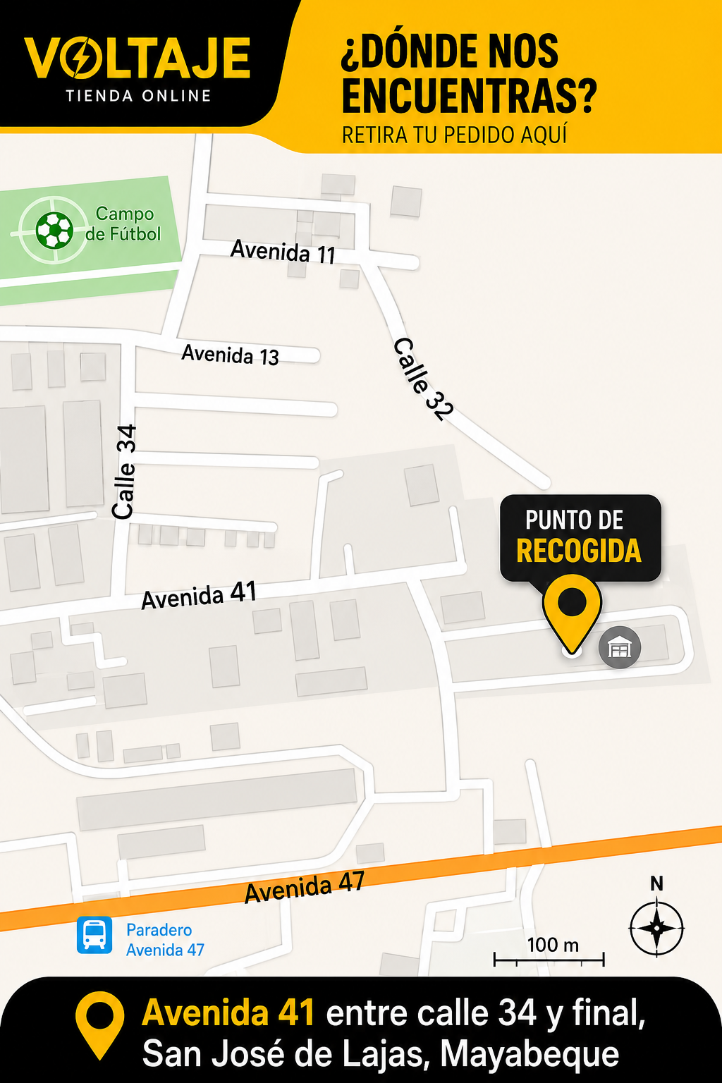Mapa del punto de recogida Voltaje en Avenida 41, San José de las Lajas